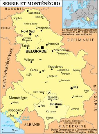 carte géographique Serbie